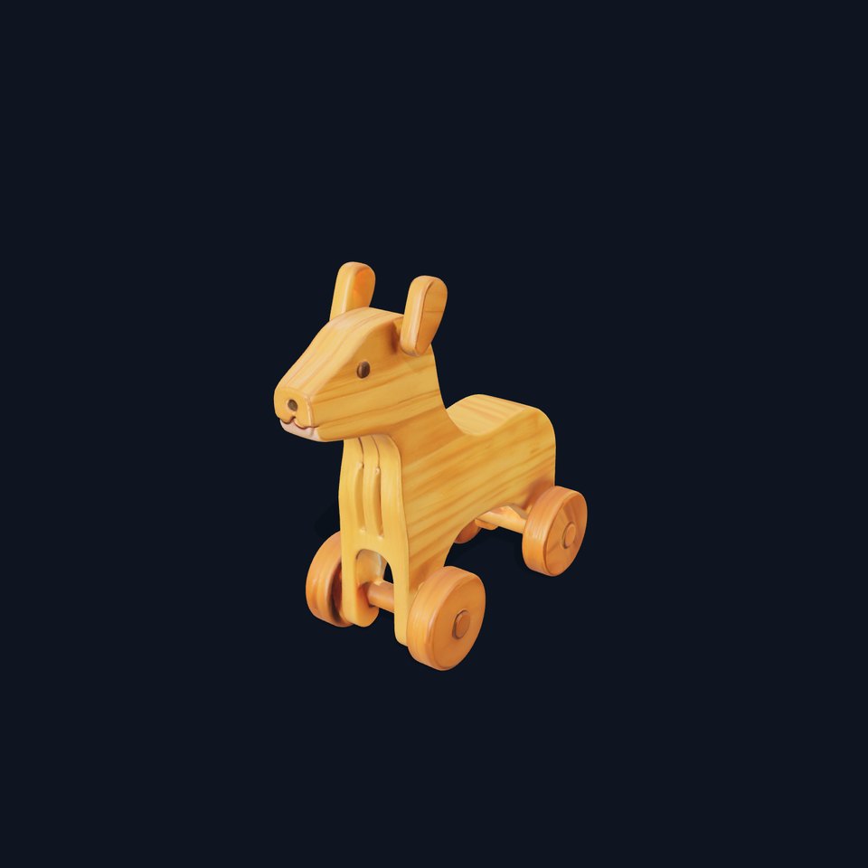 Wooden Toy Animal on Wheels Model Pack